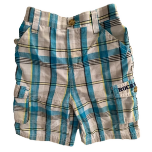 Rocawear White & Blue Plaid Cargo Shorts Size 2T